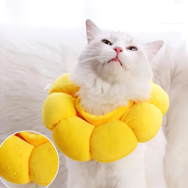 Soft Cotton Sunflower Recovery Collar - Post-Surgery Protective E-Collar