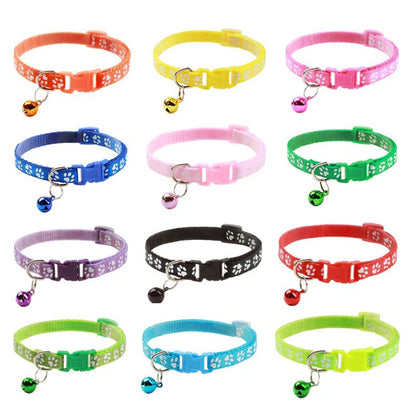 Colorful Print Pet Bell Collar - Adjustable Safety Design