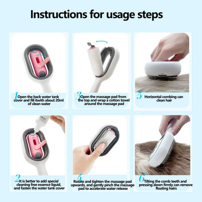 Self-Cleaning Pet Grooming Brush - Water Tank & One-Click Clean Design