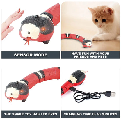 Smart Motion-Activated Snake Toy - USB Rechargeable Interactive Pet Teaser