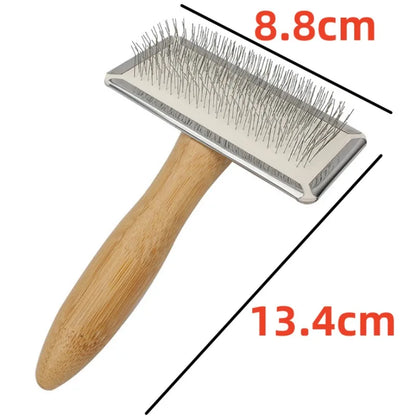 Premium Wooden Pet Grooming Comb - Stainless Steel & Natural Wood Design