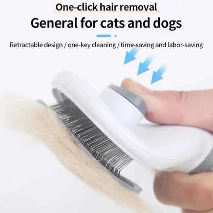 Self-Cleaning Slicker Pet Brush - One-Touch Hair Release System