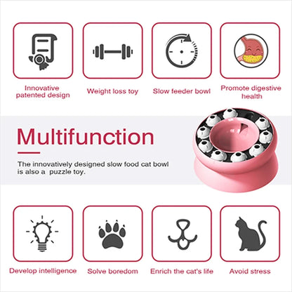Interactive Slanted Cat Slow Feeder Bowl - Healthy Digestion Design