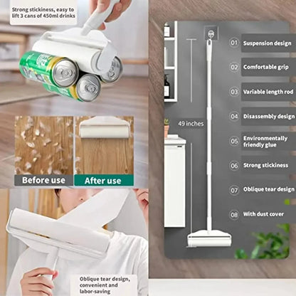 Professional Long-Handle Lint Roller - XL Pet Hair & Carpet Cleaning Tool