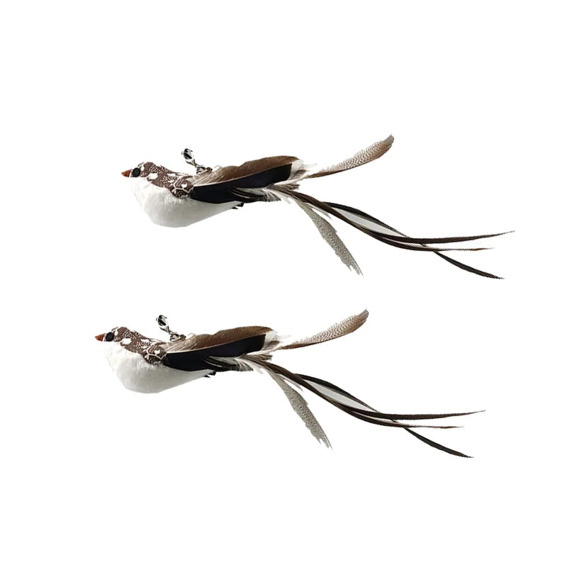 Interactive Bird Wand - Suction Cup Feather Teaser with Bell