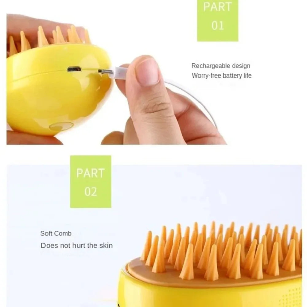 Electric Mango Pet Spray Brush - One-Touch Grooming & Massage System