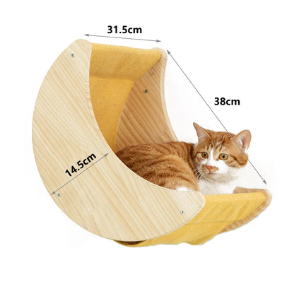 Wall-Mounted Cat Tree Platform - Wooden Climbing & Scratching System