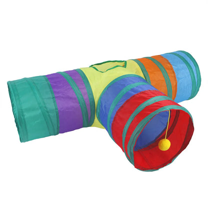 Interactive Crinkle Cat Tunnel - Foldable 'S' Design with Play-Peek Windows