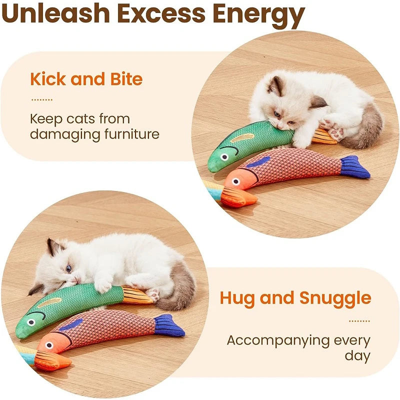 Interactive 3D Fish Catnip Toy - Realistic Plush with Sound & Crinkle