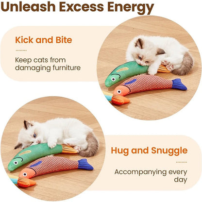 Interactive 3D Fish Catnip Toy - Realistic Plush with Sound & Crinkle