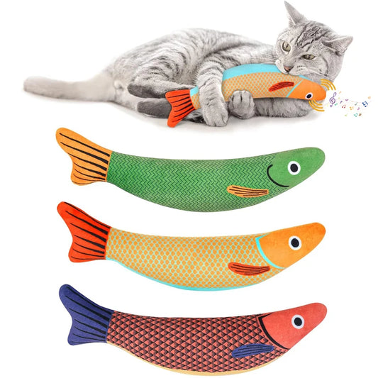 Interactive 3D Fish Catnip Toy - Realistic Plush with Sound & Crinkle