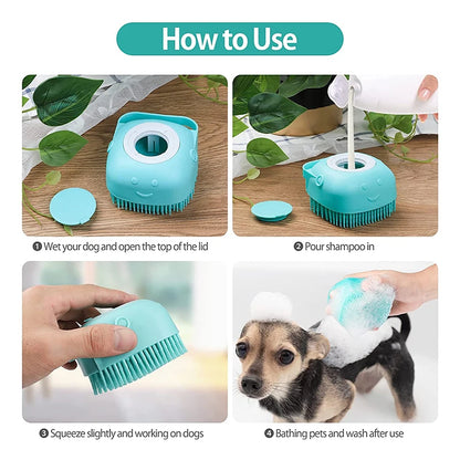 Silicone Pet Bath & Massage Glove - Built-in Shampoo Dispenser