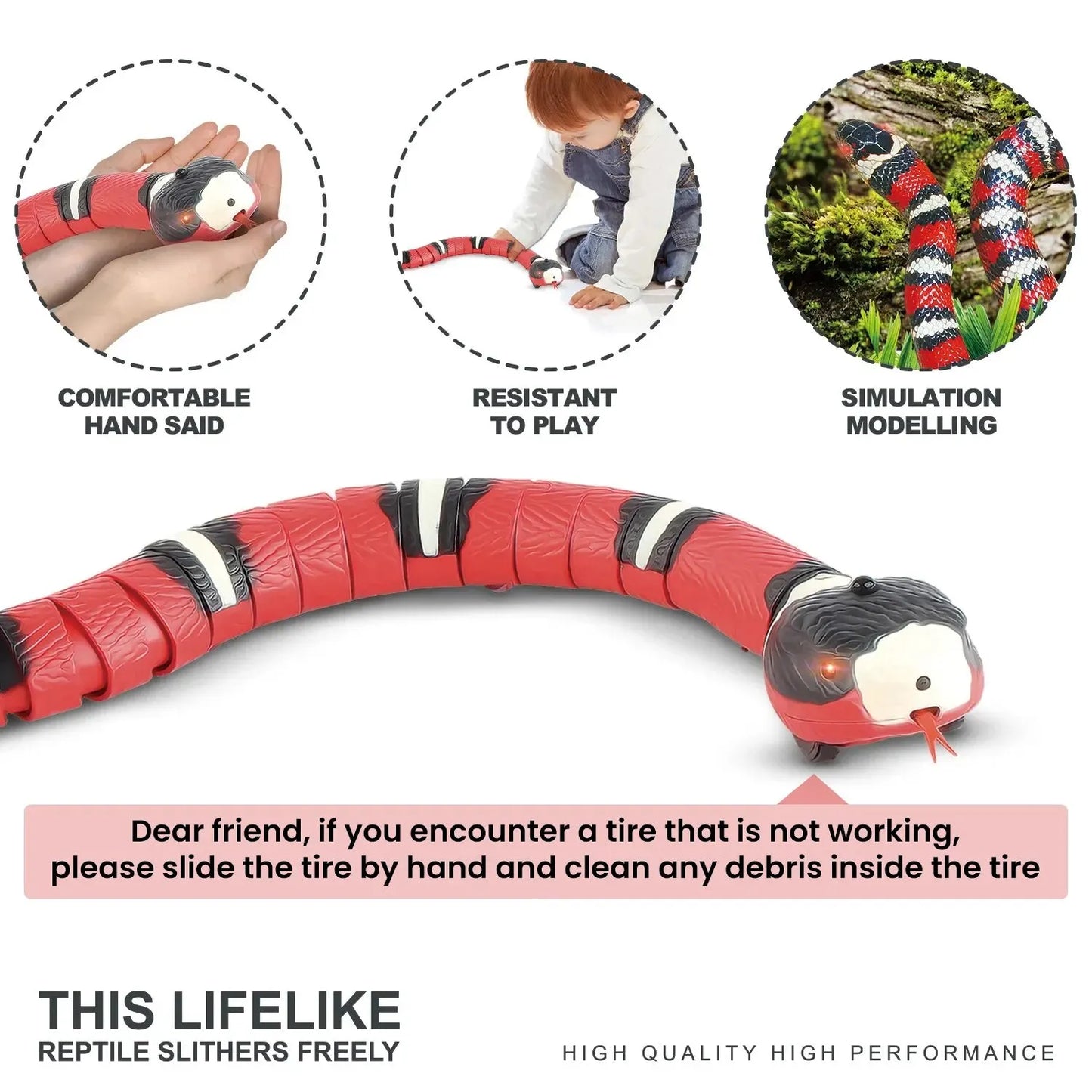Smart Motion-Activated Snake Toy - USB Rechargeable Interactive Pet Teaser
