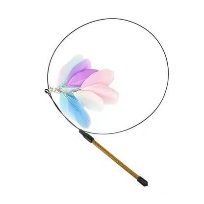 Interactive Bird Wand - Suction Cup Feather Teaser with Bell