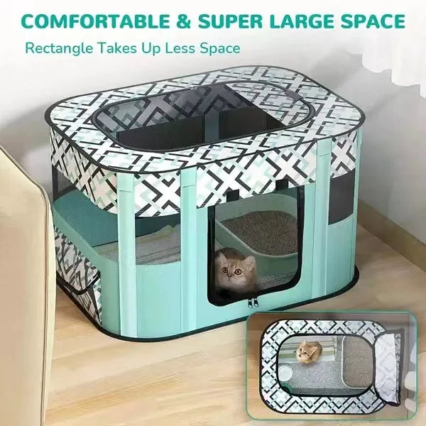 Deluxe Foldable Pet Playpen - Mesh Roof Delivery & Play Space