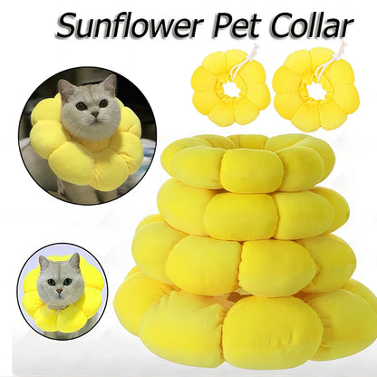 Soft Cotton Sunflower Recovery Collar - Post-Surgery Protective E-Collar