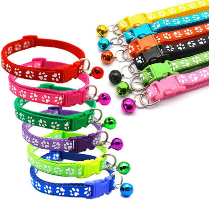 Colorful Print Pet Bell Collar - Adjustable Safety Design