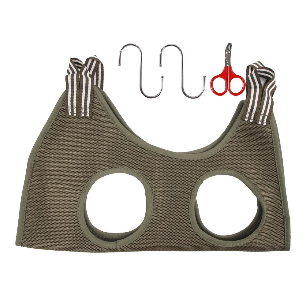 Cat Grooming Hammock - Anti-Scratch Restraint System for Safe Nail Trimming