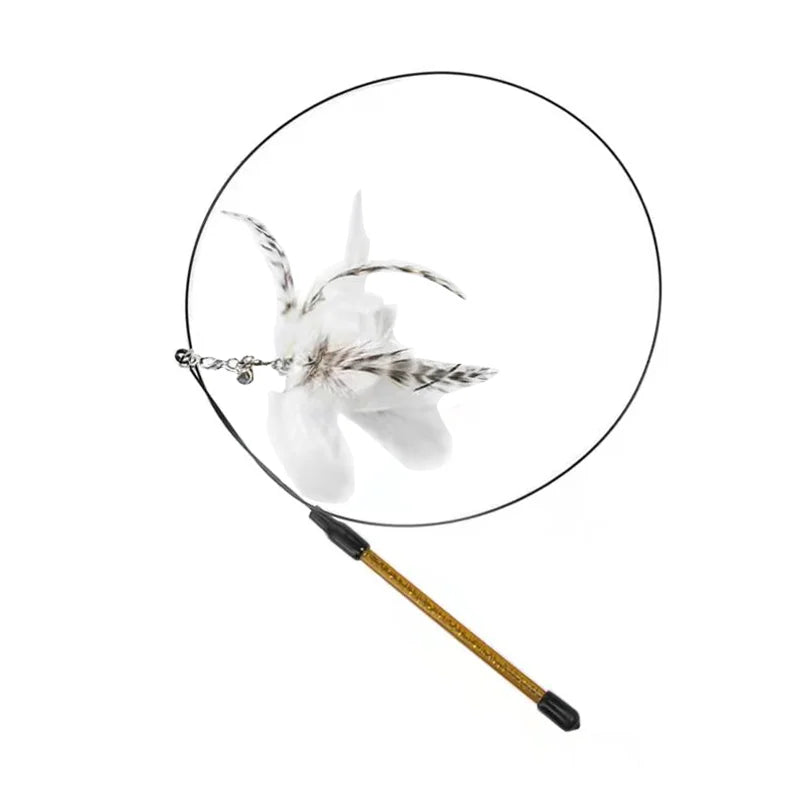 Interactive Bird Wand - Suction Cup Feather Teaser with Bell