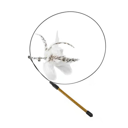 Interactive Bird Wand - Suction Cup Feather Teaser with Bell