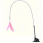 Interactive Bell & Feather Wand - Suction Cup Cat Teaser with Extended Pole