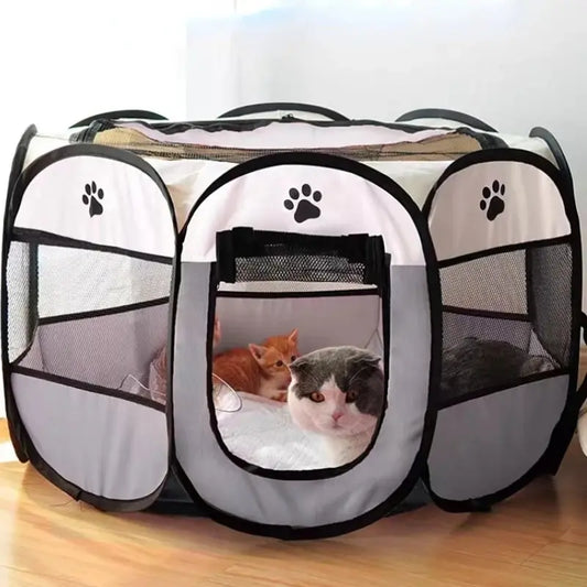 Portable 8-Sided Pet Playpen - Foldable Outdoor Fence