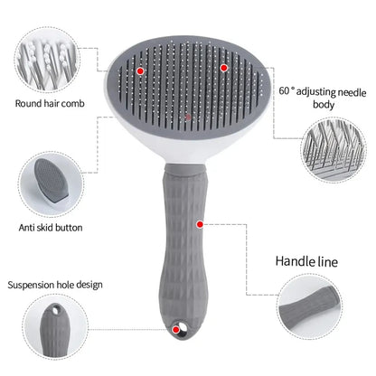 Self-Cleaning Slicker Pet Brush - One-Touch Hair Release System