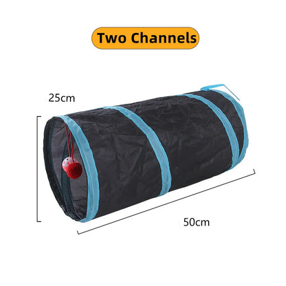 Interactive Crinkle Cat Tunnel - Foldable 'S' Design with Play-Peek Windows