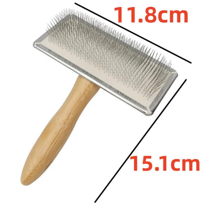 Premium Wooden Pet Grooming Comb - Stainless Steel & Natural Wood Design