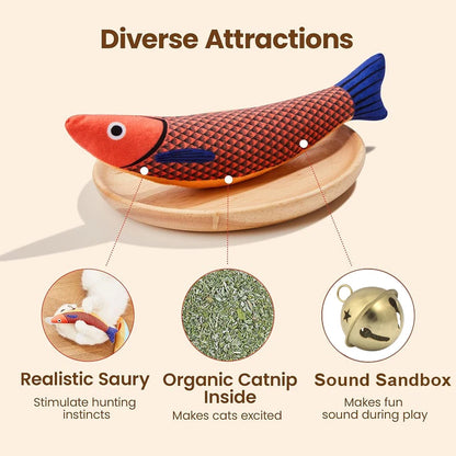 Interactive 3D Fish Catnip Toy - Realistic Plush with Sound & Crinkle