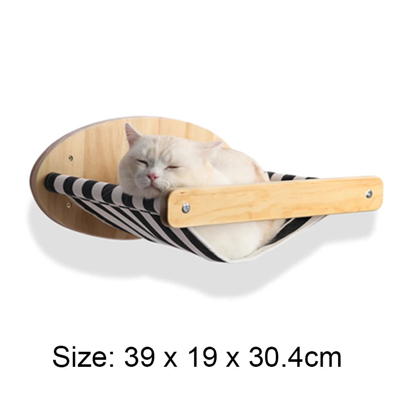 Wall-Mounted Cat Tree Platform - Wooden Climbing & Scratching System