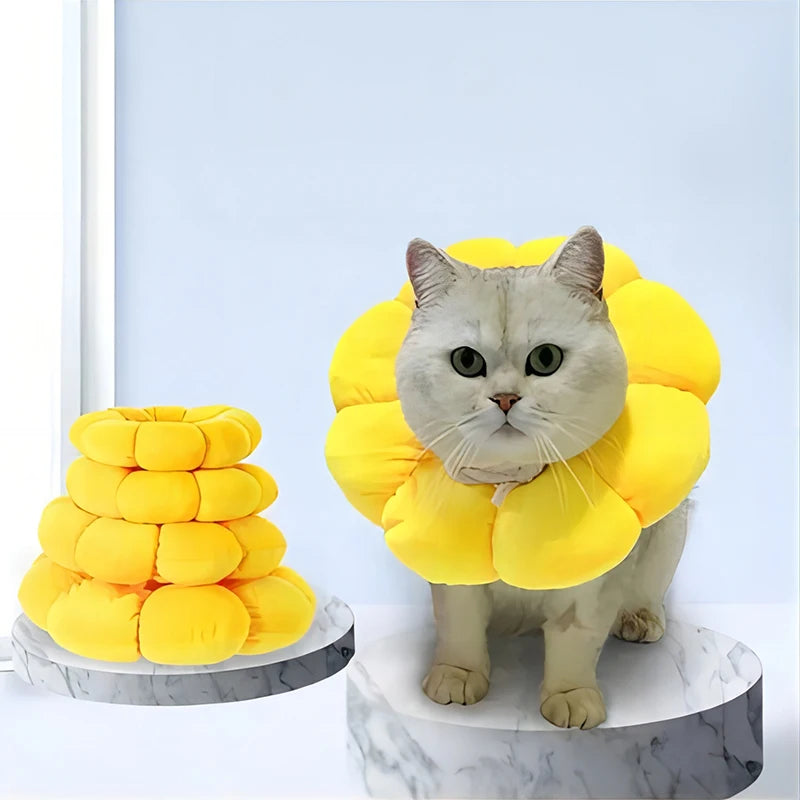Soft Cotton Sunflower Recovery Collar - Post-Surgery Protective E-Collar