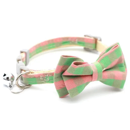 Bow & Bell Pet Collar - Cute Adjustable Design for Cats & Small Dogs
