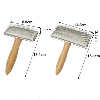 Premium Wooden Pet Grooming Comb - Stainless Steel & Natural Wood Design