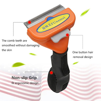 Professional Pet Grooming Comb - Double-Row Deshedding & Massage Brush