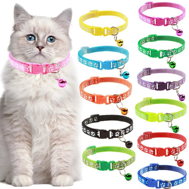 Colorful Print Pet Bell Collar - Adjustable Safety Design