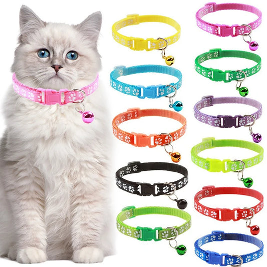 Colorful Print Pet Bell Collar - Adjustable Safety Design