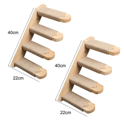 Wall-Mounted Cat Tree Platform - Wooden Climbing & Scratching System