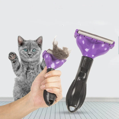 Professional Pet Grooming Comb - Double-Row Deshedding & Massage Brush