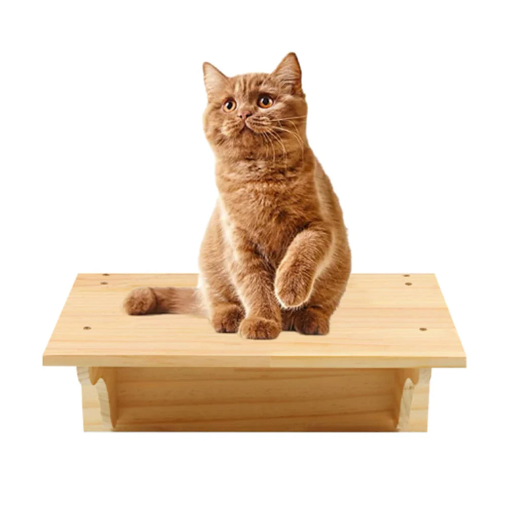 Wall-Mounted Cat Tree Platform - Wooden Climbing & Scratching System