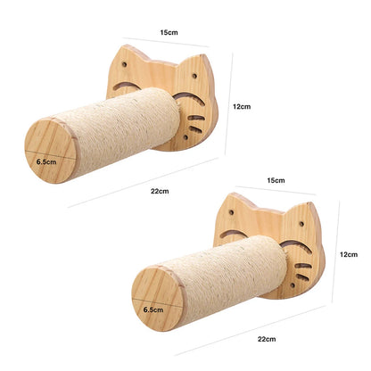 4-Step Wall-Mounted Cat Climbing Stairway - Sisal Scratch Posts