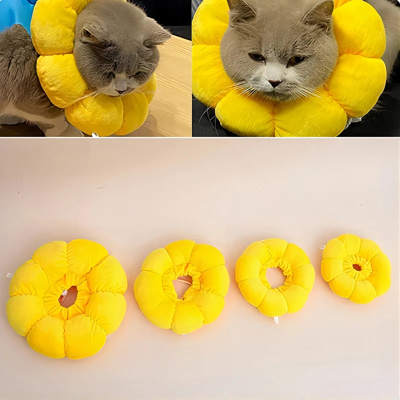 Soft Cotton Sunflower Recovery Collar - Post-Surgery Protective E-Collar