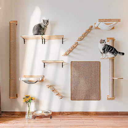 4-Step Wall-Mounted Cat Climbing Stairway - Sisal Scratch Posts