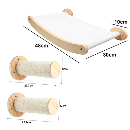 Wall-Mounted Cat Tree Platform - Wooden Climbing & Scratching System